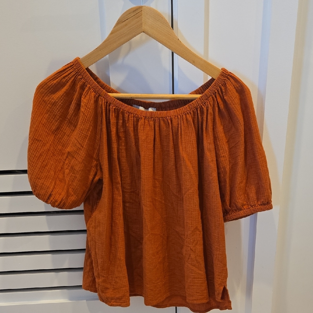 LOFT Orange Peasant Blouse